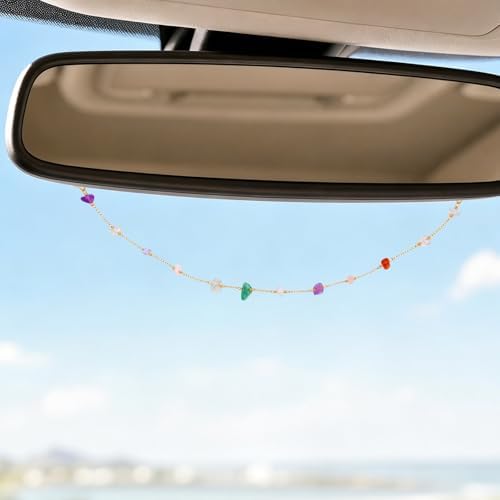 Natural Stone Rearview Mirror Charm Boho Aesthetic Colorful - Image 3