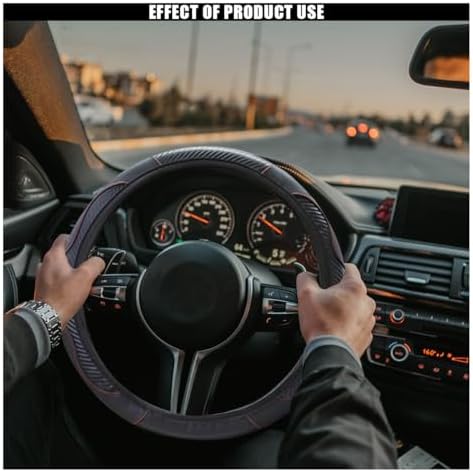 KITUREK 15" Car Steering Wheel Cover, Carbon Fiber Leather - Image 6