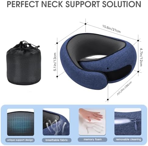 Neck Travel Pillows for Airplanes Memory Foam Neck Comfort Pillow Compact - Image 2