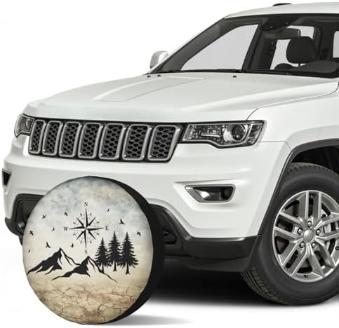 Nature Mountain Land Spare Tire Cover Compass Wheel Covers 14 Inch - Image 3
