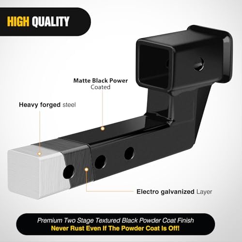 Nilight Trailer Hitch Extension 4 Inch Rise or Drop Extend 5" 7" 9" Length - Image 3