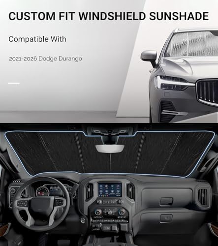 Pigenius Windshield Sunshade for Dodge Durango 2021-2026 Front Window Shade - Image 2