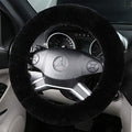 Black Fuzzy Sheepskin Car Steering Wheel Cover by OGLAND