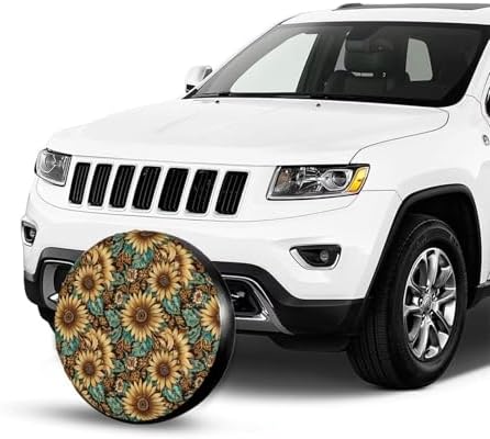 Sunflower Aztec Tire Covers Boho Leopard Heavy Duty Wheel Protectors - Image 2