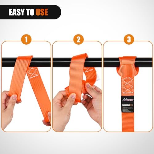 Nilight Soft Loop 1.7"x17" Motorcycle Tie Down Straps 12, 000LBS 8PK Orange - Image 5