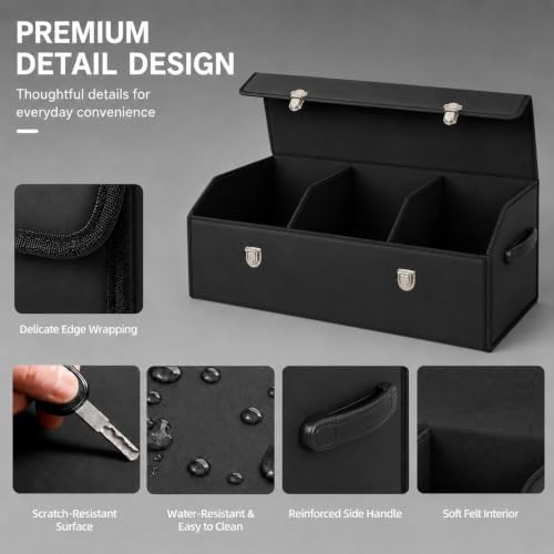 Car Trunk Organizer with Lid, Foldable Faux Leather Storage Box - Image 6
