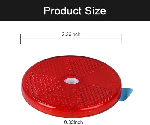 10 Pack Red Self Adhesive and Screw on Round Reflectors DOT - Image 2