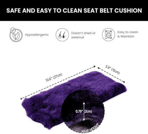 Andalus Genuine Sheepskin Car Seat Belt Cover Pad – Soft Fuzzy, Comfy Fluffy - Image 5