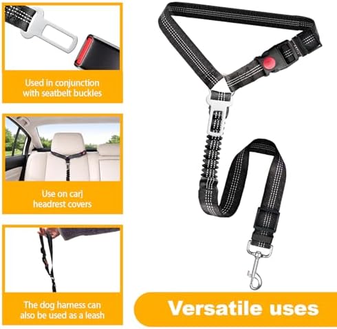 2-Pack Dog Car Seat Belt, 3-in-1 Headrest-Mounted Dog Seatbelt - Image 3