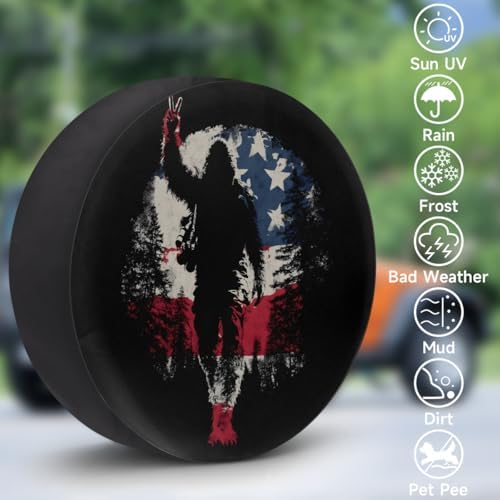 Rv Spare Tire Cover Wheel Bigfoot Funny USA Flag Tire Covers Wheel Protectors - Image 3