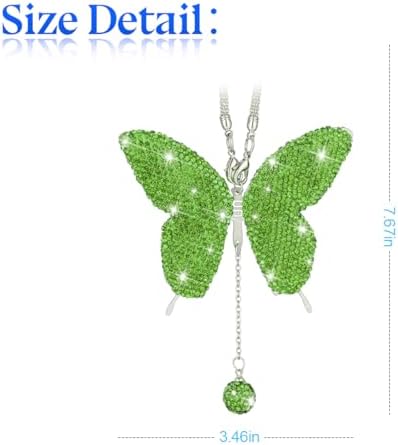 zipelo Rhinestone Butterfly Rearview Mirror Charm, Light Green - Image 2