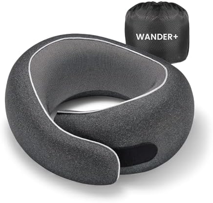WANDER+® Travel Neck Pillow, Pure Memory Foam Neck Pillow by WANDER