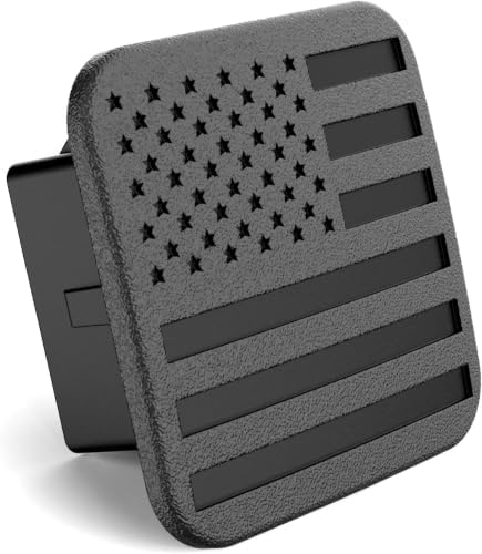 USA 3" American Black Flag Trailer Hitch Cover - Image 2