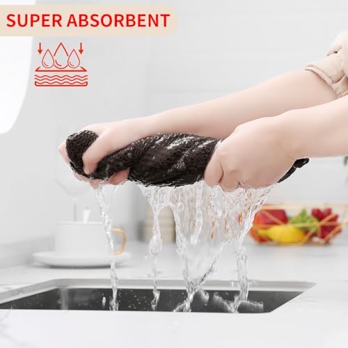 Homaxy 100% Cotton Waffle Weave Kitchen Dish Cloths 12-Pack, Dark Brown - Image 3