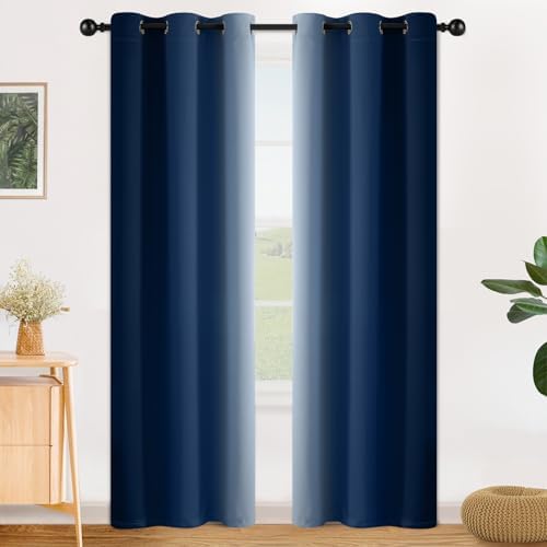 SimpleHome Ombre Blue to Grey White Curtains by SimpleHome