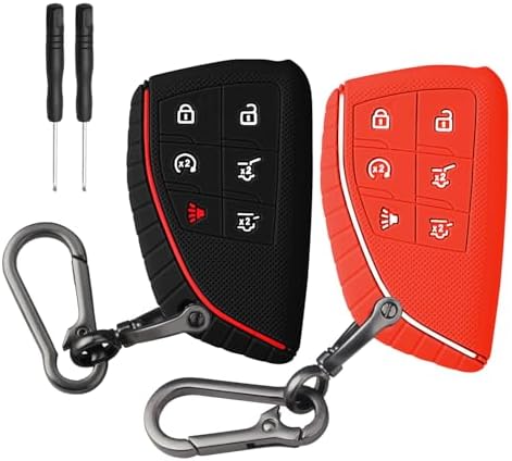 QBUC 2 Pcs for Chevy Key Fob Cover, 6 Buttons Silicone by QBUC