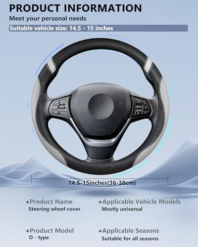 Steering Wheel Cover for Men Women Leather Universal Steering Wheel Covers for - Image 5