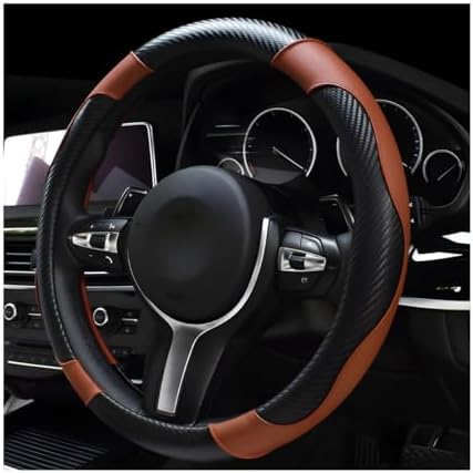 DXNQ Car Steering Wheel Cover, 15 Inch Carbon Fiber Leather Stitching Color by DXNQ