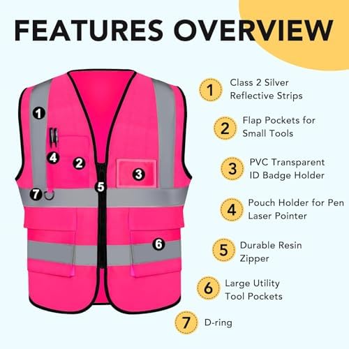 XPCARE Reflective Safety Vests For Women Men, High Visibility Security Vest - Image 2