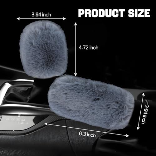 Hovom 2PCS Fluffy Car Gear Shift Knob Cover & Handbrake Cover - Image 2