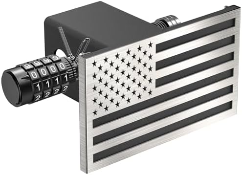 Synrroe Heavy Duty American Flag Hitch Cover & Keyless Hitch Lock Bundle - Image 2