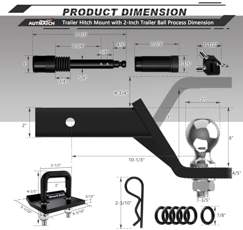 AUTMATCH Trailer Hitch Ball Mount - Image 3