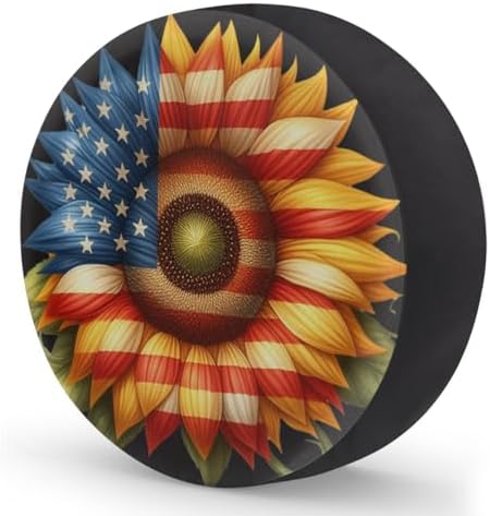 Rv Spare Tire Cover Wheel American Flag Sunflower Tire Covers Wheel Protectors - Image 2
