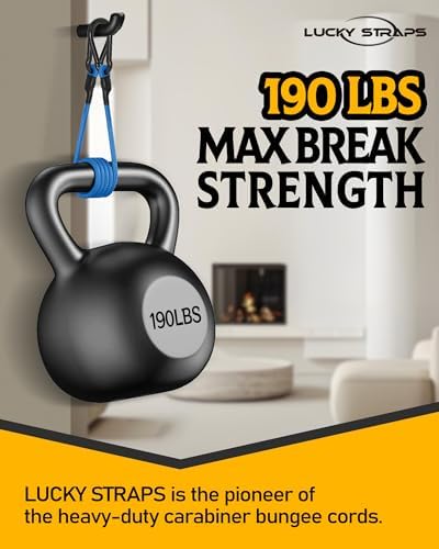 8 Pack 24" Carabiner Bungee Cords Heavy Duty Outdoor, 190 Lb Break Strength - Image 2