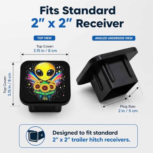 Alien Sunflowers 2" Hitch Cover, Rubber Towing Hitch Covers Hitch Protector - Image 2
