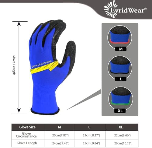 Evridwear Crinkle Latex Rubber Hand Coated Safety Work Gloves - Image 6