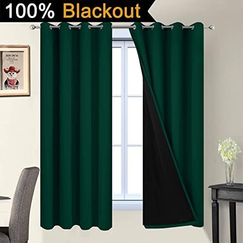 Yakamok Dark Green 100% Blackout Curtains 72 Inches Long 52" Wide 2 Panels - Image 2