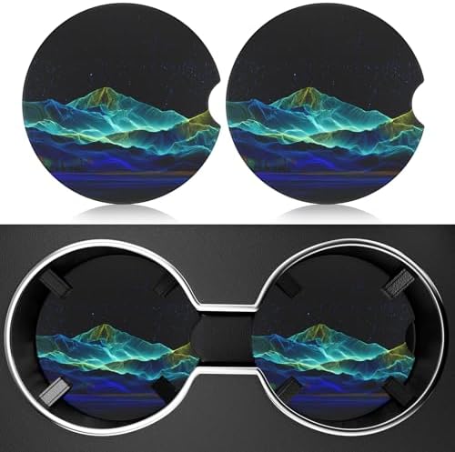 2 Pack Car Cup Holder Coaster, 2.63 inch Anti Slip Insert Absorbent Ceramic Car by Heainaiyoo
