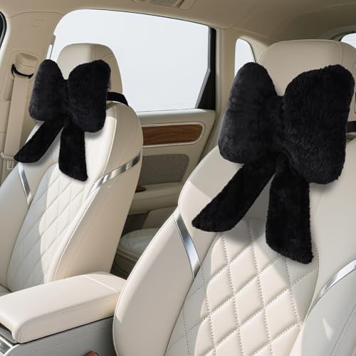 2 Pack Bow Car Headrest Pillows Plush Car Neck Pillows by iHUFeather