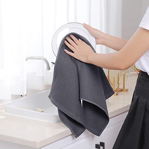 Homaxy 100% Cotton Waffle Weave Kitchen Dish Towels 4-Pack, Dark Grey - Image 4
