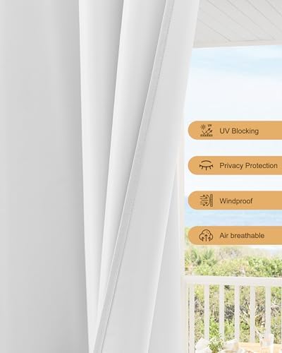 Outdoor Curtains for Patio Waterproof Rod Pocket 4 Pcs 54x95 Inch White - Image 4
