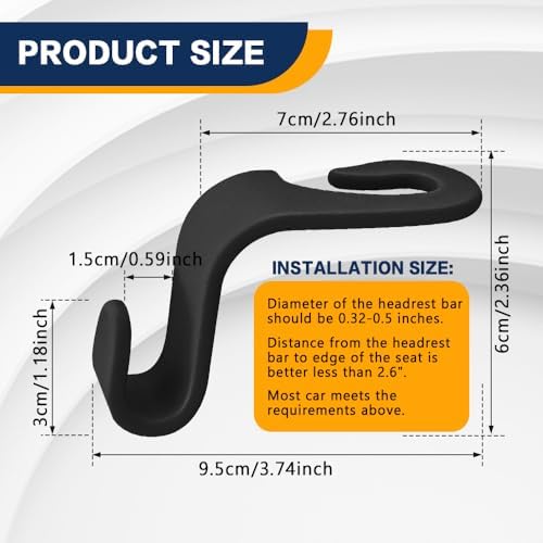 4PCS Car Seat Headrest Hooks, Car Purse Hook, Seat Back Organizer Storage - Image 2