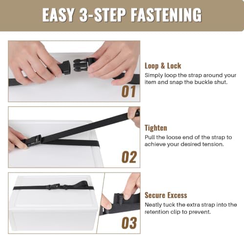 1”x 48”Utility Straps with Buckle Quick Release Buckle Straps with Clip - Image 6