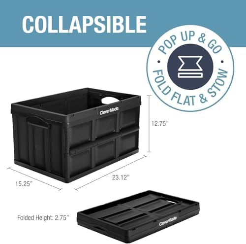 CleverMade Collapsible Storage Bins, 62L 3 Pack, 100 lb Stackable - Image 2