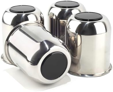 4Pcs 3.74" Stainless Trailer Wheel Center Caps, 4.33" H Chrome by DEWFLEW