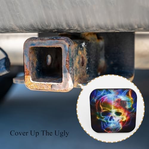 Skull Hitch Covers Blue Burning Skeleton Fire Human Flames Halloween Black - Image 4