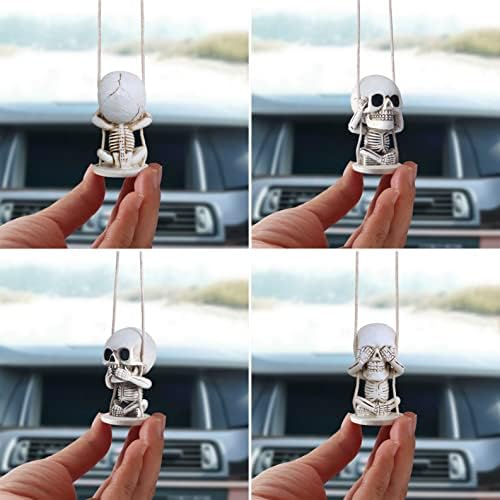 Skull Decor for Rear View Mirror Accessories Spooky Halloween Tree Ornament - Image 4