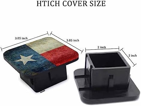 Texas Flag Trailer Hitch Tube Cover Plug Cap, Grunge The Lone Star American - Image 2