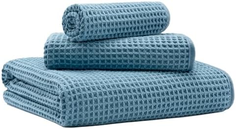 MICROFI Microfiber Waffle Bath Towels, 3 Pieces, Fast Drying, Lint Free by Unknown