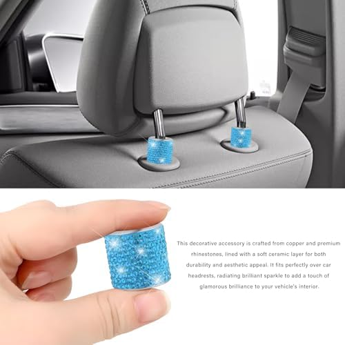 2 PCS Car Headrest Collars, Sparkling Rhinestones Auto Head Rest Collars Seat - Image 5