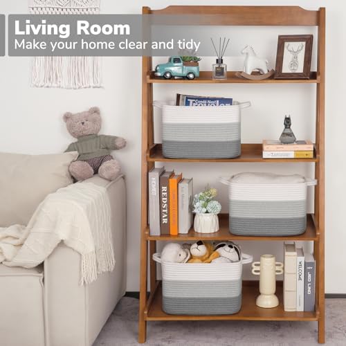 Goodpick Woven Storage Basket for Shelves, Gradient Gray - Image 2