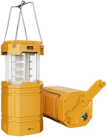 Electric LED Camping Lantern, Portable 3000mAh Solar Hand Crank Flashlight by Mesqool