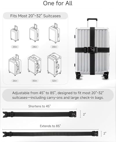 LUGGEX Luggage Straps TSA Approved, Adjustable Straps - Image 4