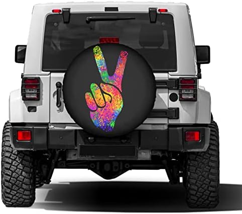 Hippie Two Fingers Symbols Peace Sign Spare Tire Cover Dust-Proof Wheel Tire - Image 4