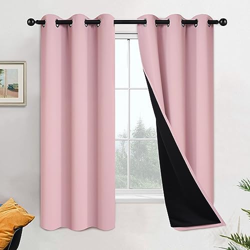 Yakamok Pink 100% Blackout Curtains 63 Inches Long by Yakamok