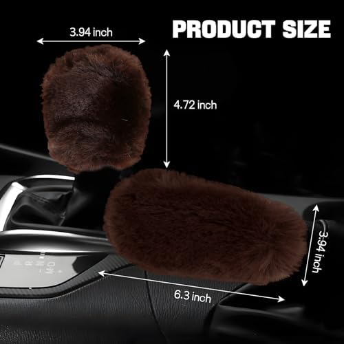 Hovom 2PCS Fluffy Car Gear Shift Knob Cover & Handbrake Cover - Image 2